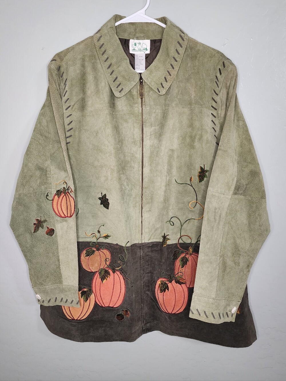 Leather Quacker Factory Pumpkin Embroidered Zip Up Jacket New With Tags Size 1X - Picture 3 of 11